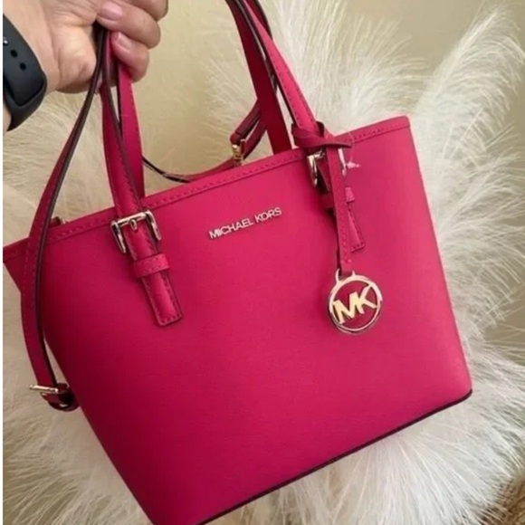 Michael Kors Fushia Pink Jet Set XS Carryall Mini Tote Bag - Picture 4 of 4